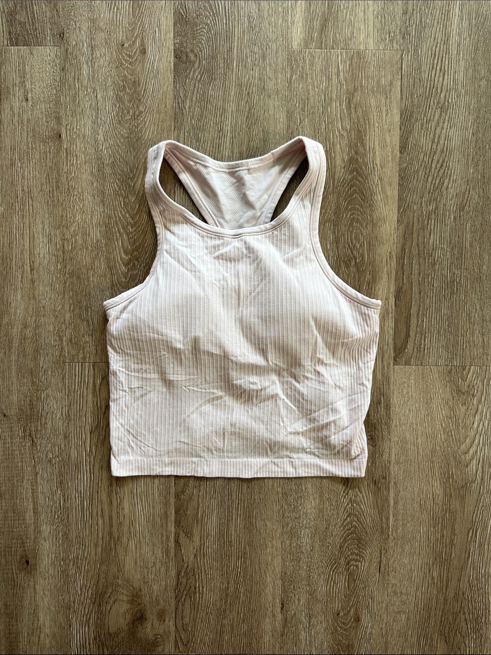 Lululemon Ebb to Street Cropped Racerback Tank Top‎ Flush Pink 8 High Neck